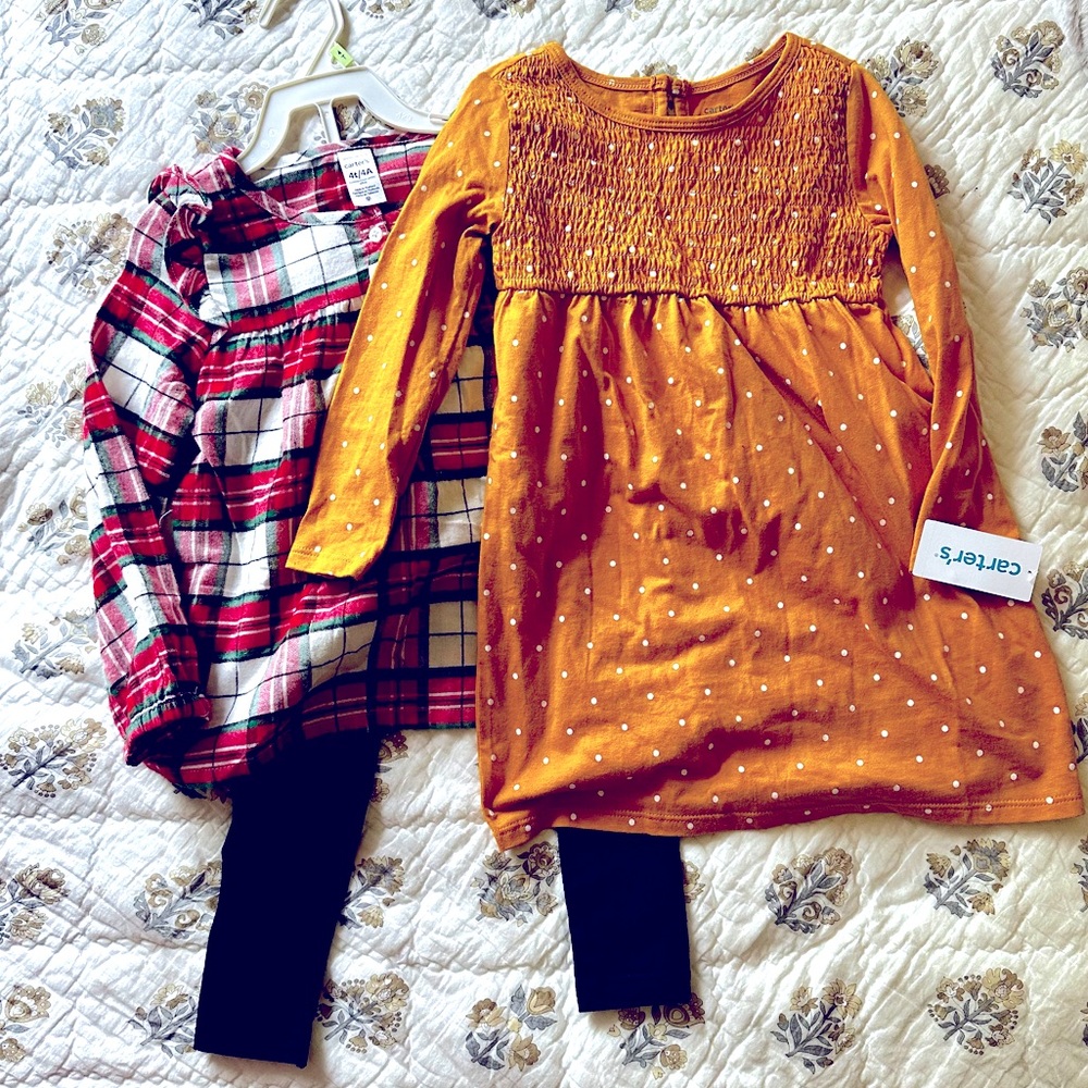 NWT Carter’s Girls 4T Fall/Winter Lot: Dress, Tunic, and Leggings